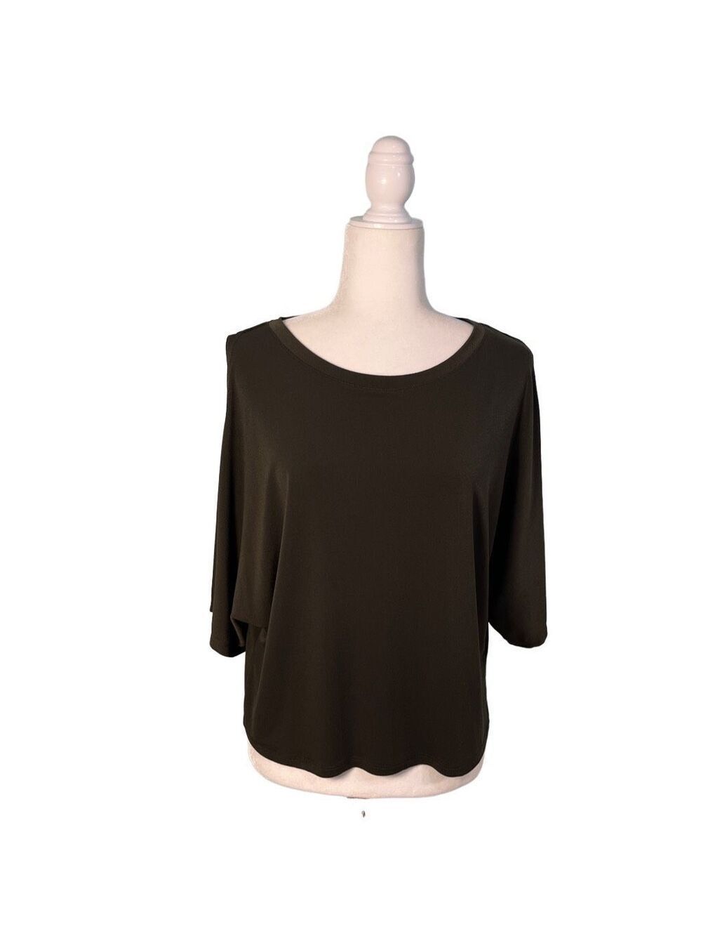 Rachel Roy knit deep army green wide neck split dolman sleeve top - XS